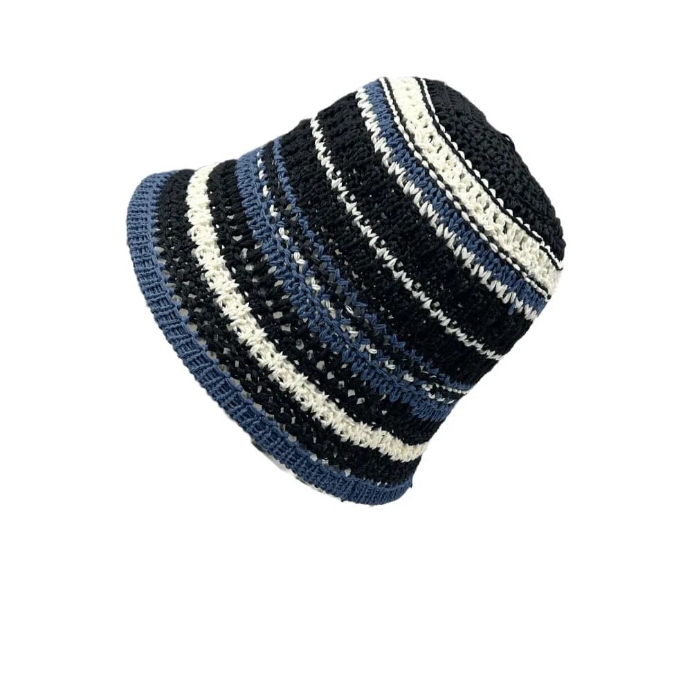 Casquette Visor Colorée en Tricot, Chapeau Bob Rayé, Chapeau de Pêcheur Élégant, Respirant, Creux, P