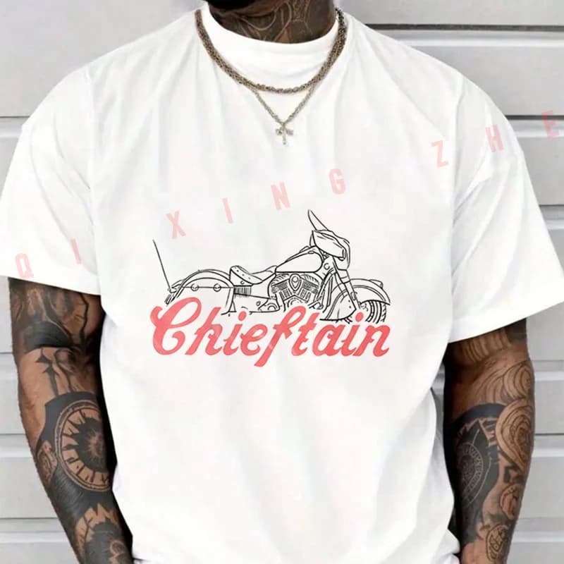 Camiseta Para Motociclistas Indian Chieftain T-Shirt en coton pour hommes, nouvelle mode d'été, manc