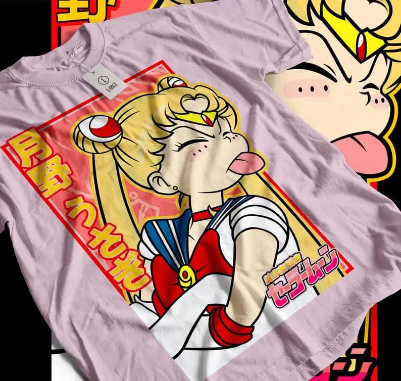 T-Shirt confortable Sailor Moon Usagi Tsukino, t-shirt graphique Anime Manga, en coton, pour hommes 