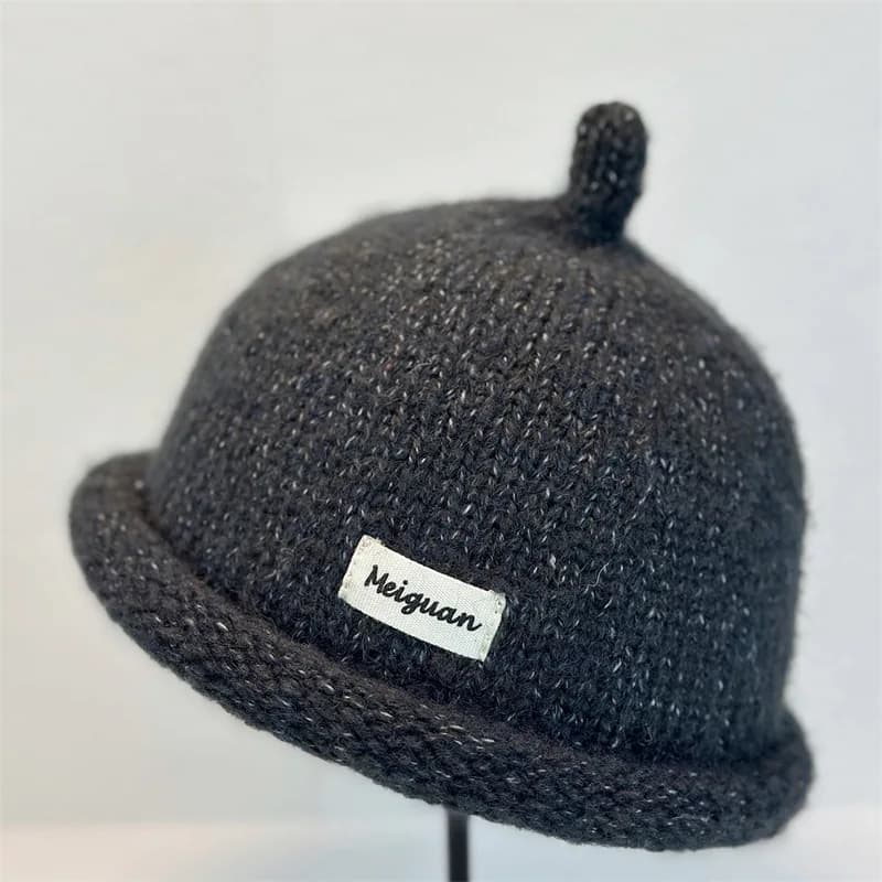 2025 bonnets d'hiver pour femmes, chapeau en laine tricoté à bord retourné, garde la tête au chaud,
