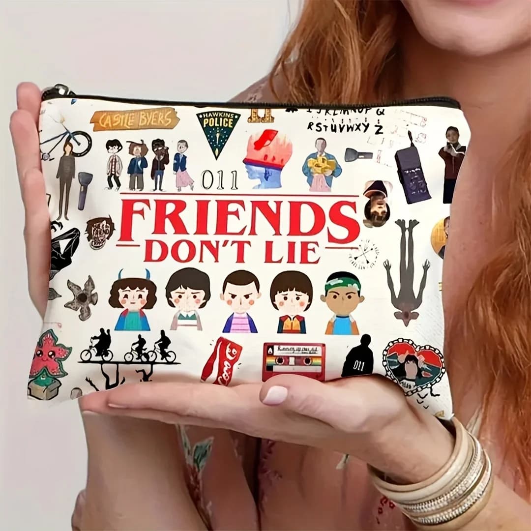 Un programme TV trousse de maquillage-sac à fermeture éclair multifonctionnel mignon pour femmes, sa