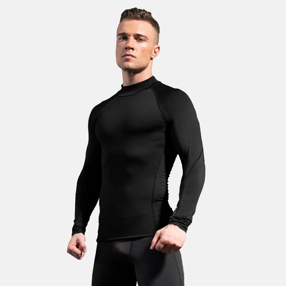 T-shirt de course à manches longues pour hommes, hauts de compression pour hommes, vêtements de spor
