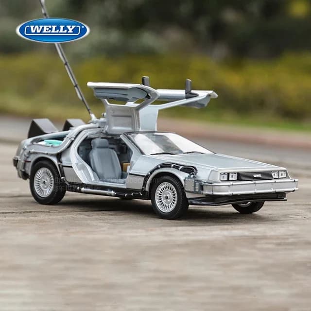 Welly 1:24 DMC-12 Delorean retour vers le futur Machine du temps modèle de voiture en alliage moulé 