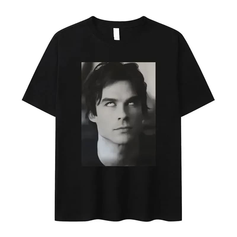 Damon Salvatore Ian Somerhalder émission de télévision T-shirt pour femmes été hauts t-shirts col ro
