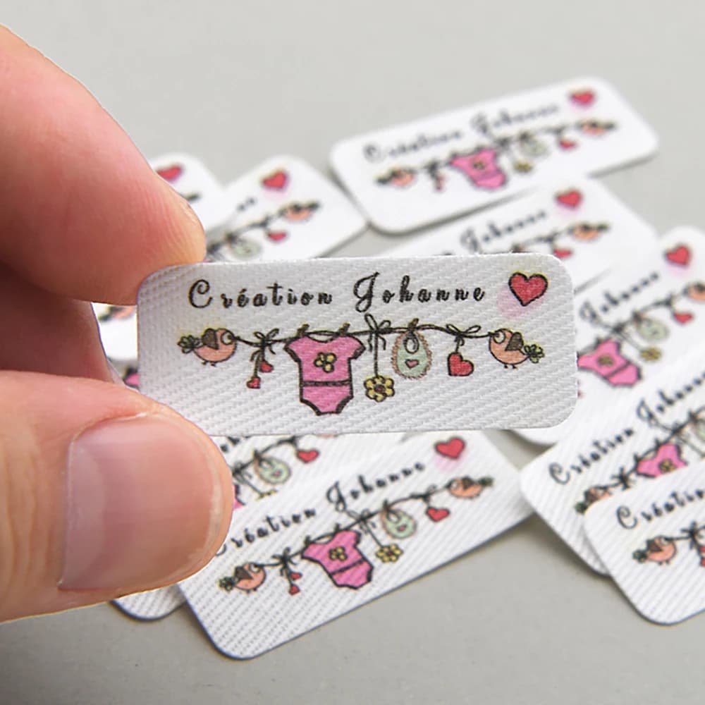 Étiquettes en coton personnalisées-fer à repasser et à coudre, 38x15mm arrondis 96 pièces/ensemble p