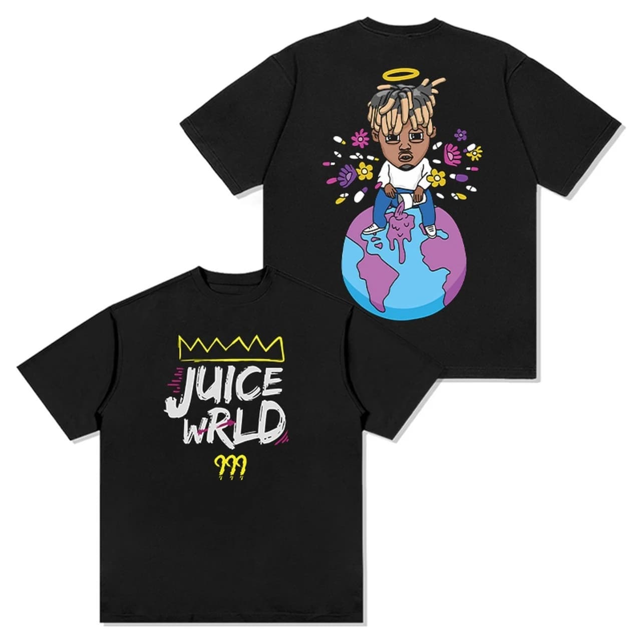 T-shirt Juice WRLD Hip Hop Rapper, imprimé graphique de dessin animé, en coton, à manches courtes, p