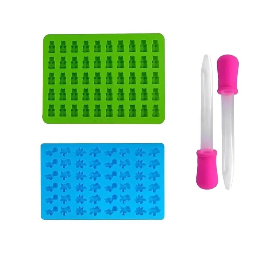Kit de moules à bonbons en forme d'ours gommeux, avec 2 compte-gouttes, en Silicone, antiadhésifs, p