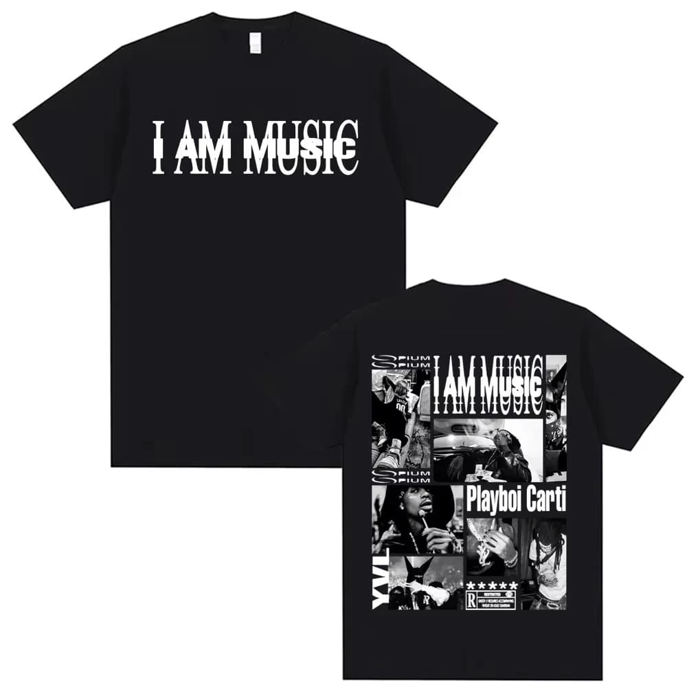 T-shirt pour homme avec logo de l'album I AM MUSIC du rappeur Playboi Carti, mode gothique, hip-hop,