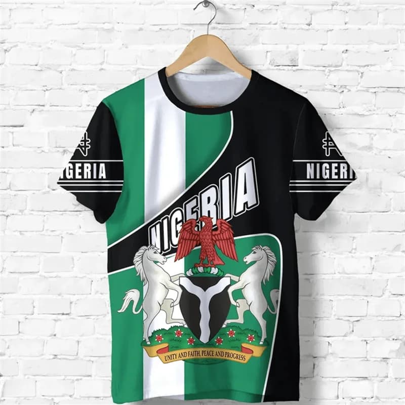 Économie à manches courtes pour hommes, Emblem Graphic Print, Nigeria Feel, Vêtements africains, Zon