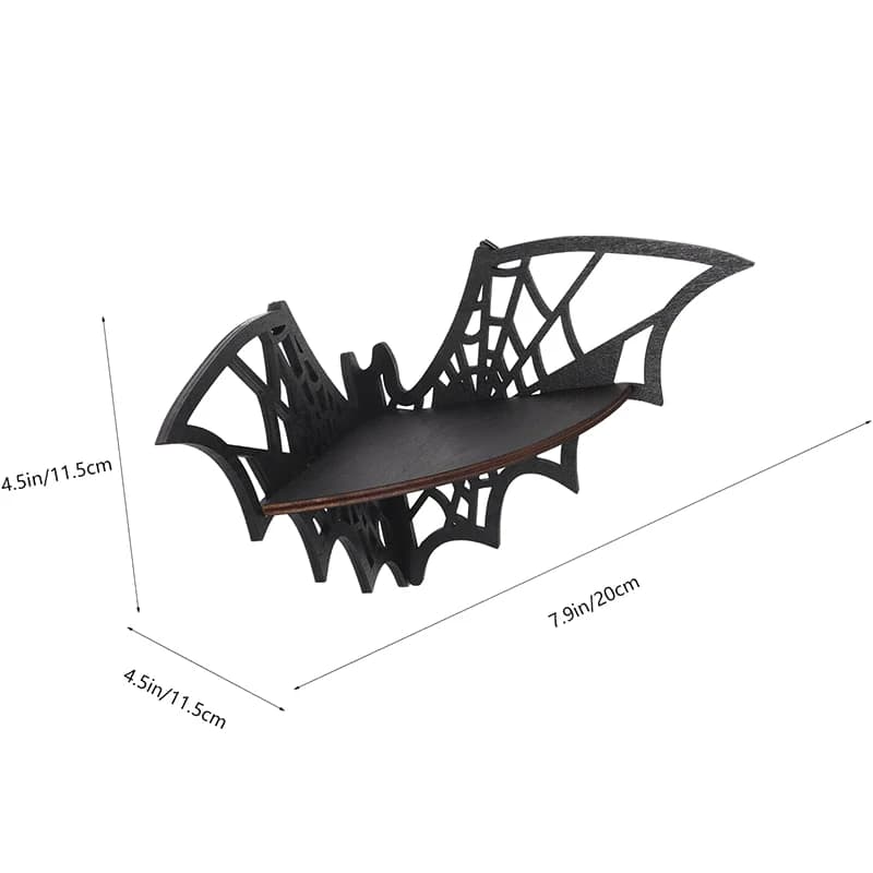 Étagères d'angle en bois pour chauve-souris, étagères murales flottantes, présentoir de bijoux gothi