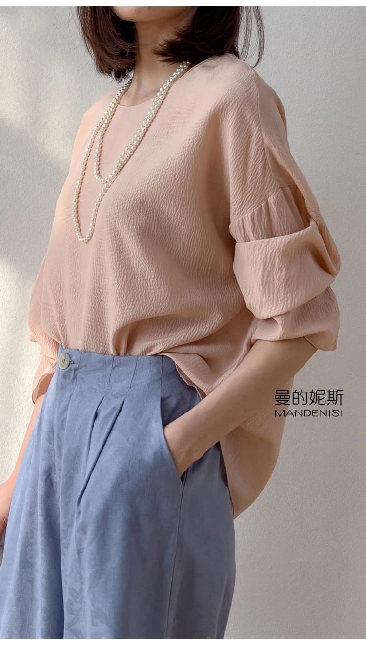 TAJIYANE 100% soie de mûrier t-shirts pour femme élégant à manches longues t-shirt décontracté hauts