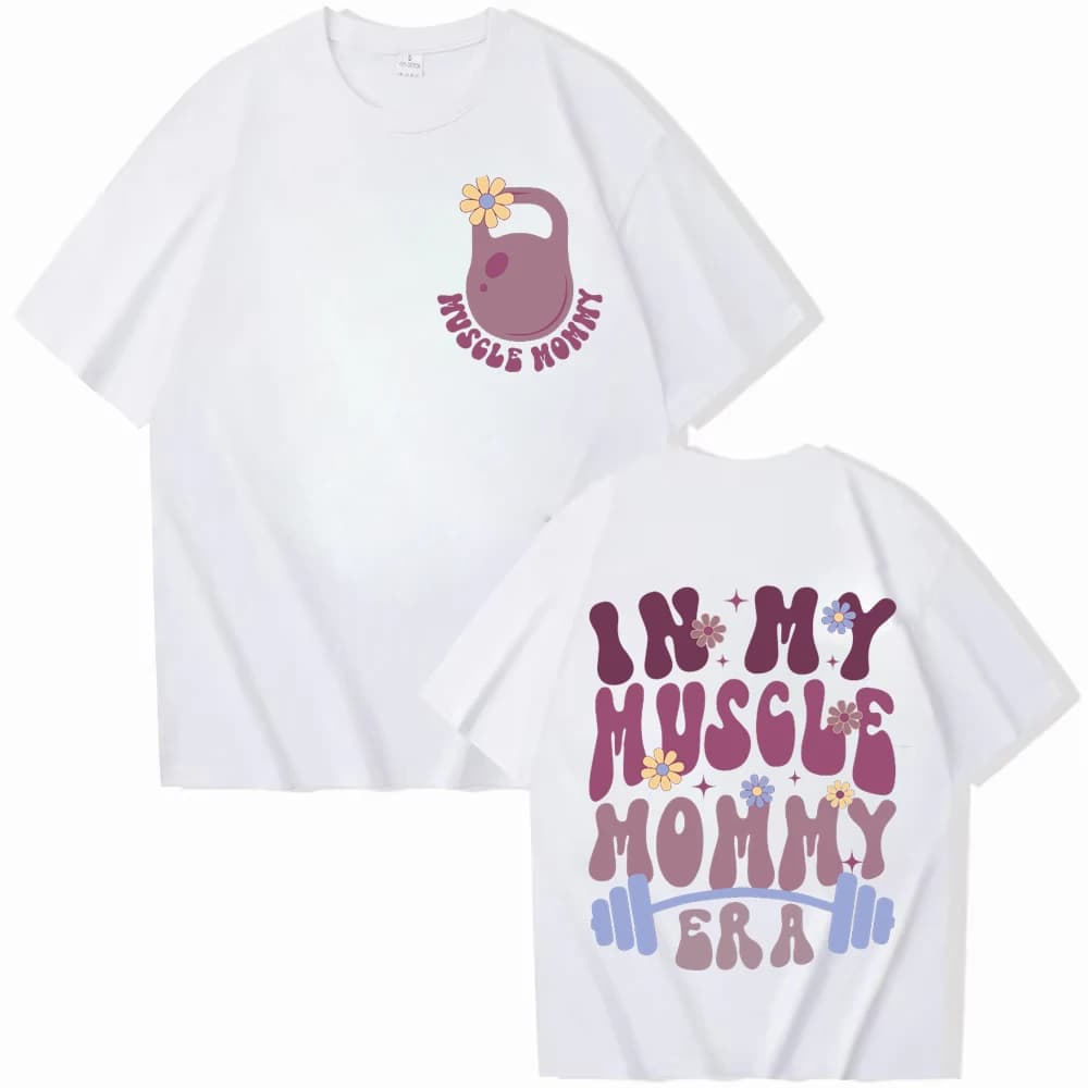 Dans mon Muscle Mommy Era T-shirts féminins cadeaux de mode pour les amateurs d'haltérophilie de gym