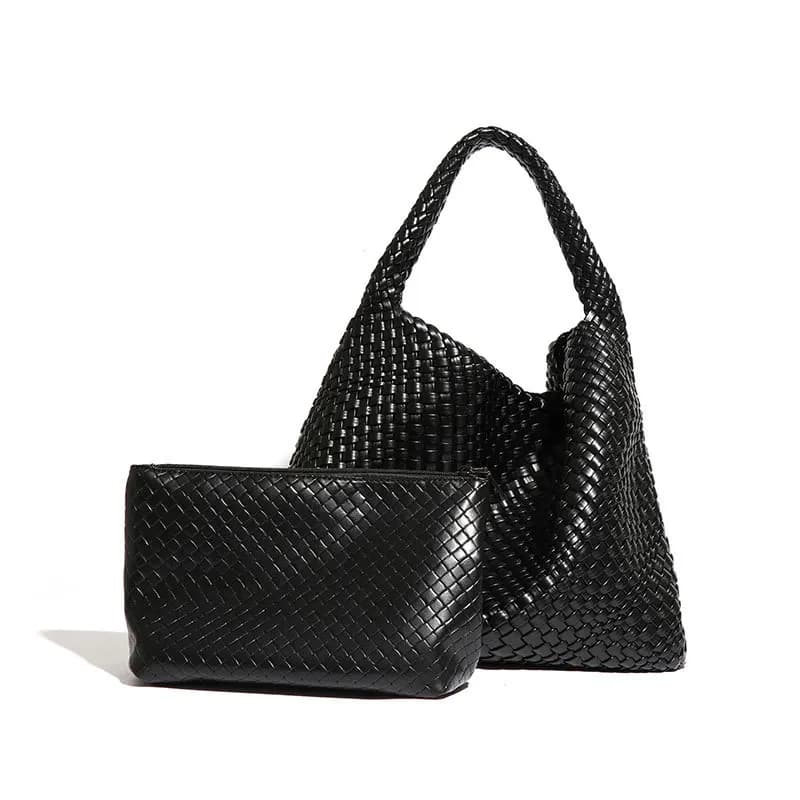 Sac fourre-tout tissé à la main, simple et polyvalent, grande capacité, à porter à l'épaule ou à la 