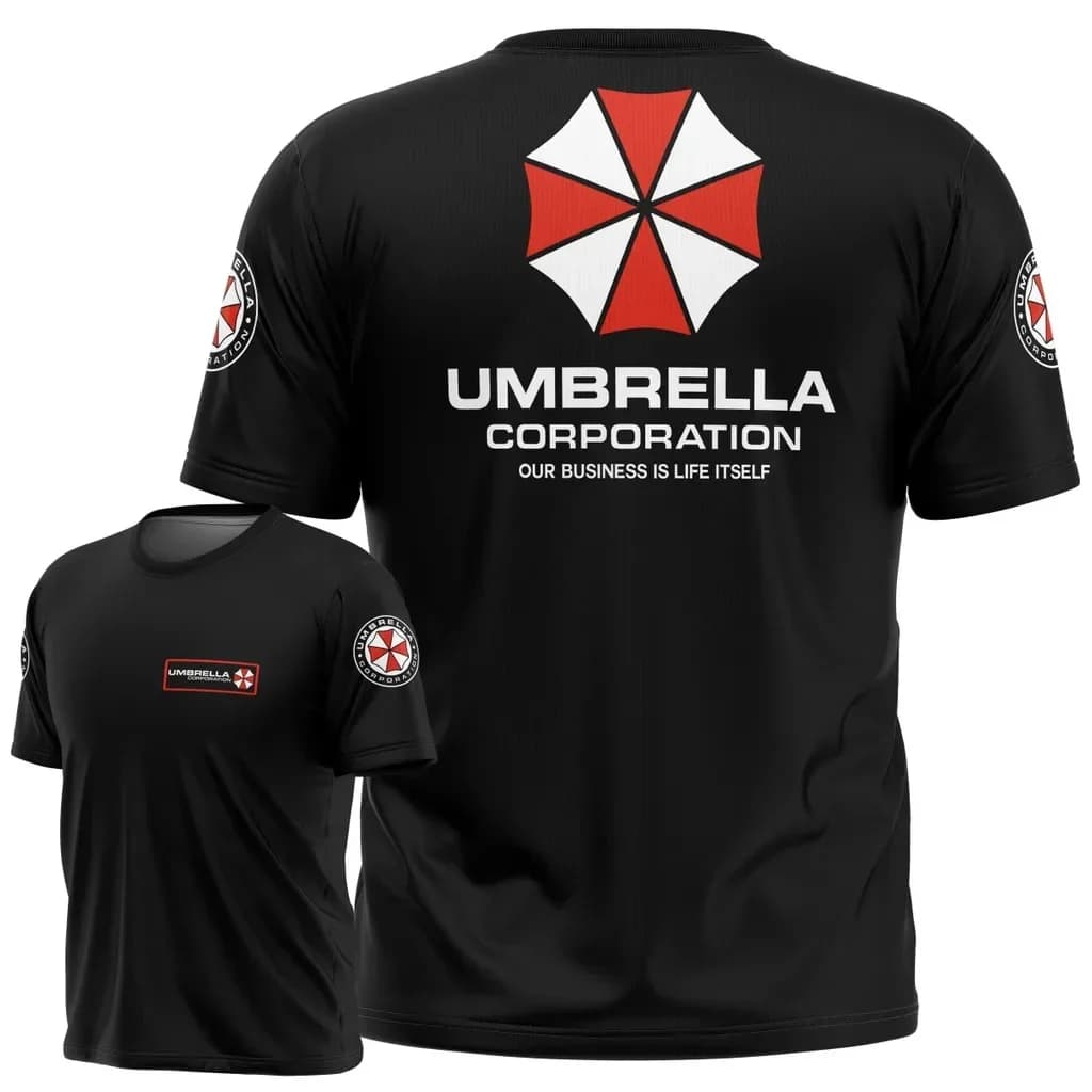 T-shirt Resident Umbrella Corporation - Logo et slogan emblématiques noirs imprimés en 3D, parfaits 