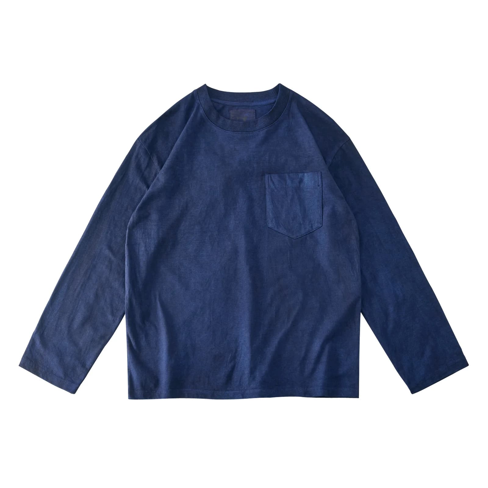 Indigo Botanique-Tint Heavyweight 250gsm T-shirt en coton peigné - T-shirts à manches longues à épau