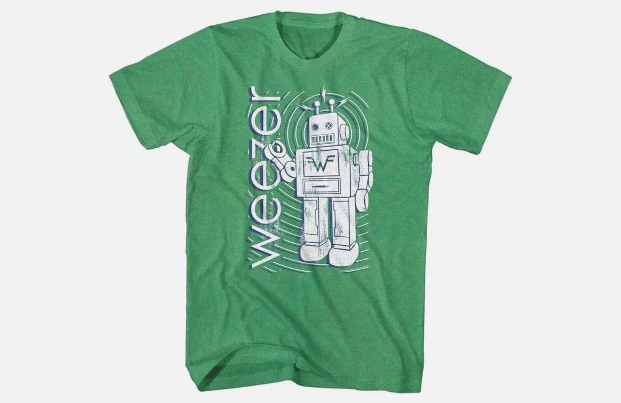 T-shirt Weezer Robot Alternative Rock Band pour fans, décontracté, style streetwear, tenue quotidien