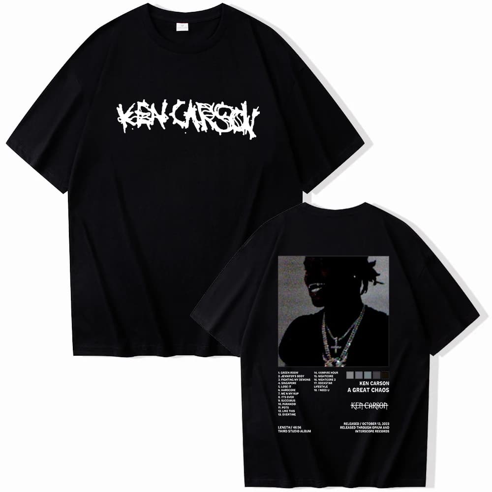 T-shirt Ken Carson A Great Chaos, unisexe, Harajuku, col rond, manches courtes, chemise commémorativ
