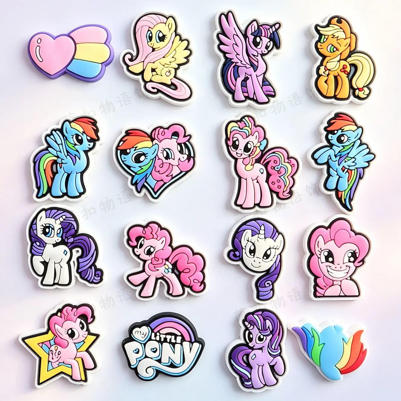 16 pièces de décorations My Little Pony pour Crocs, accessoires amovibles pour enfants, accessoires 
