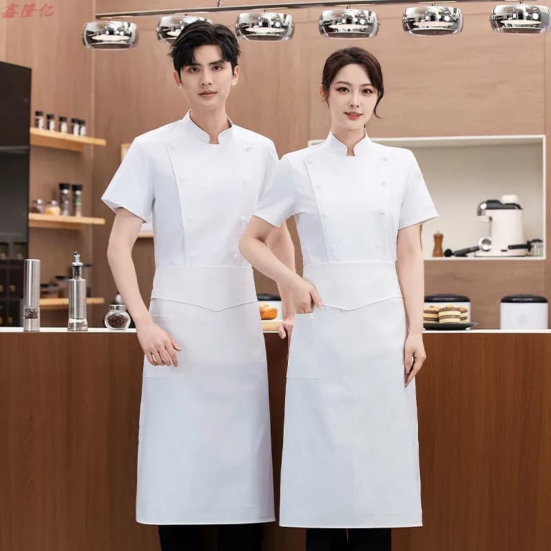 Vêtements de Chef de Restaurant d'hôtel de restauration, vêtements de cuisine fins d'été à manches c