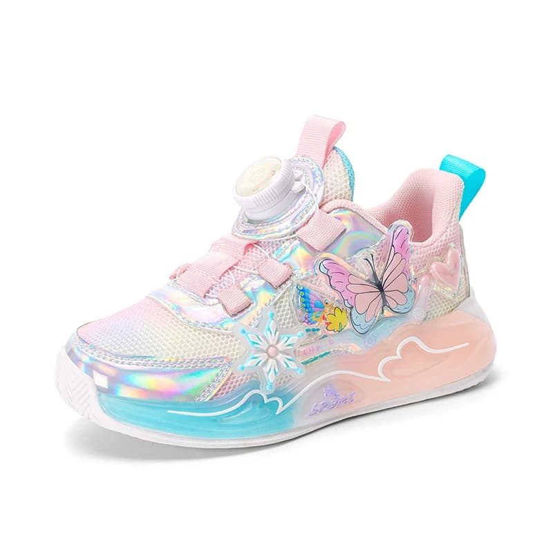 Filles mignonnes Sneaker enfants chaussures rose violet papillon imprimé enfants école course école 