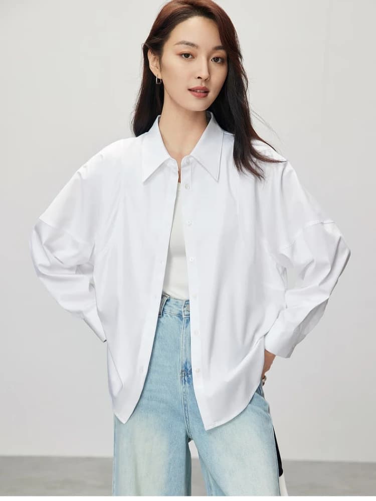 Chemisier Femme SENTUBILA à Manches Chauve-Souris – Nouvelle Collection Printemps 2026 – Blouse Blan