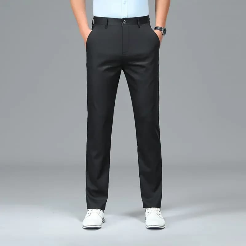 Pantalon Droit de Luxe en Fibre de Bambou pour Homme, Respirant, Décontracté, Long, Formel, Surinten