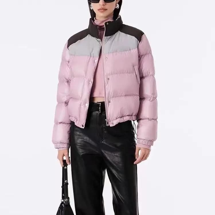 Doudoune 2025 nouveau manteau duvet de canard mode col montant court chaud et épaissi hiver jeune