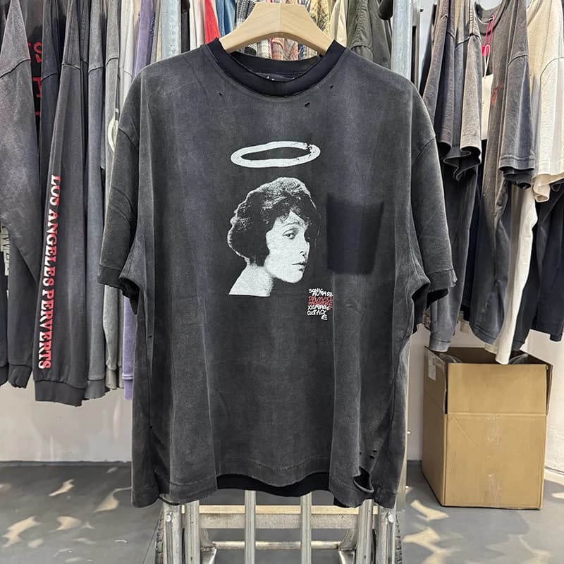 T-shirt déchiré rétro de haute qualité, imprimé TALMADGE, style américain, t-shirts graphiques