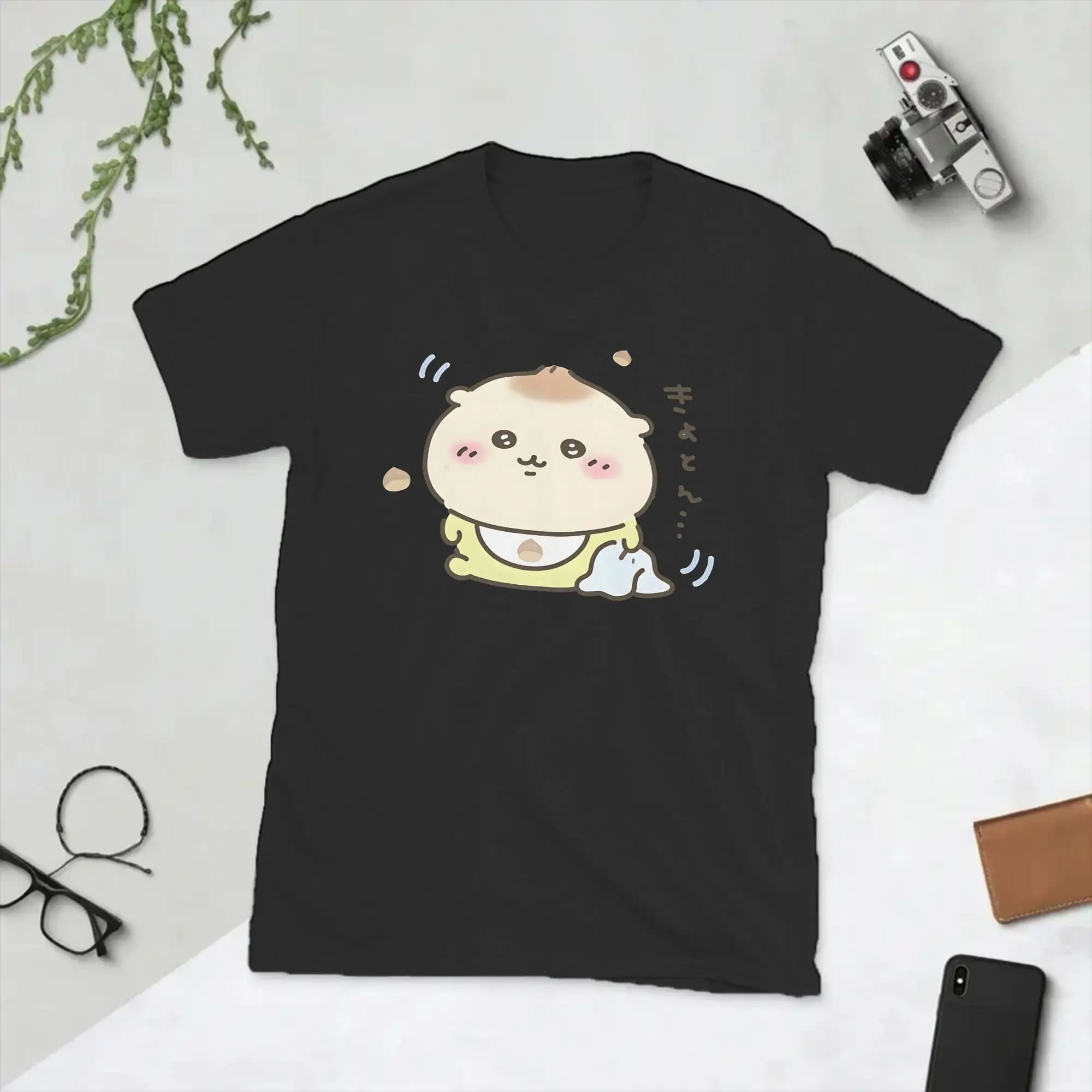 Chiikawas Kurimanju T-shirts pour hommes, t-shirts amusants à manches courtes, col rond, en pur coto