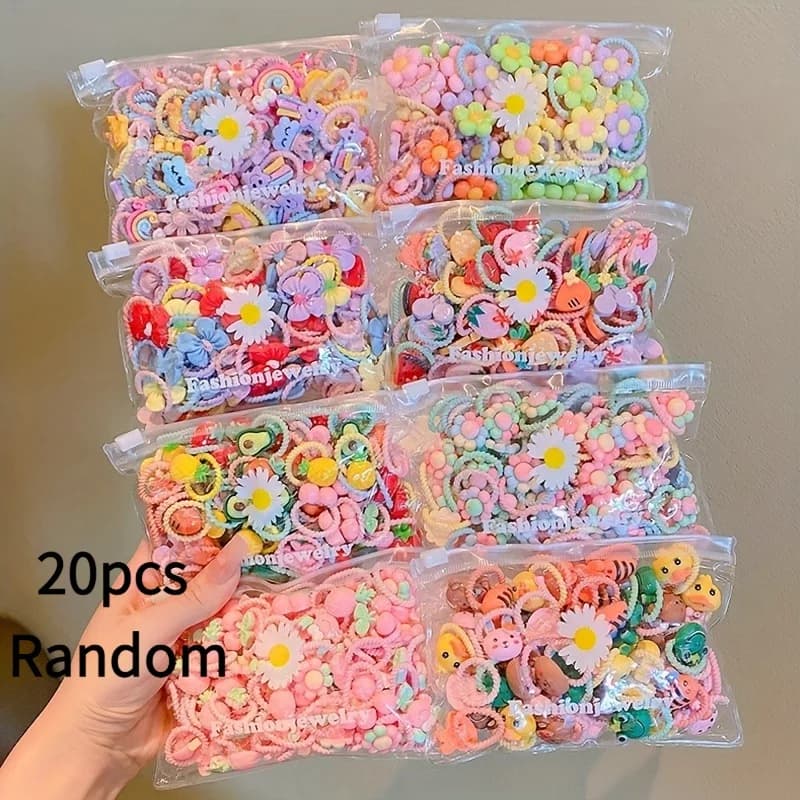 Ensemble de 20 cravates à cheveux adorable |   Attaches de cheveux colorées, extensibles et lisses a