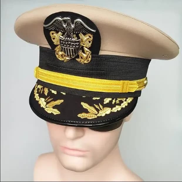 Casquette de commandant de la marine américaine, chapeau d'amiral, casquette d'officier, casquette d