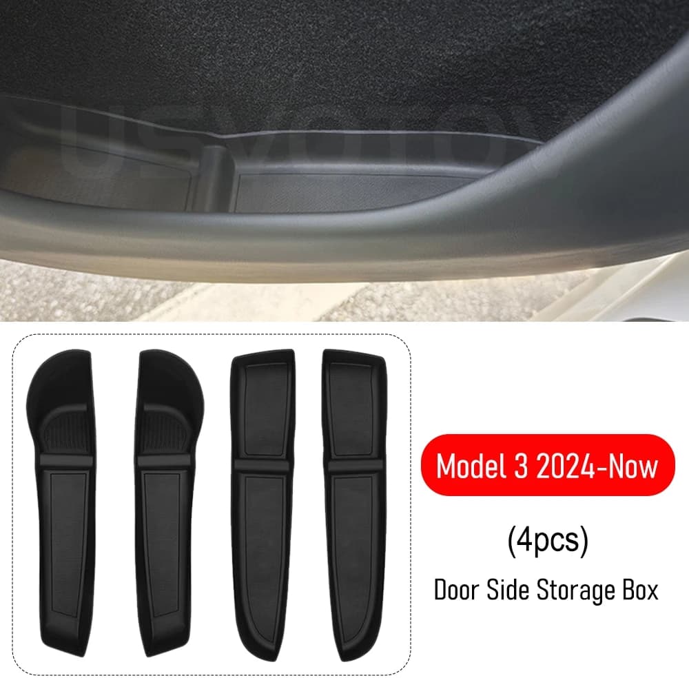 Boîte de rangement latérale de porte et poubelle pour Tesla Model 3 Y Juniper 2025 2026, accessoires