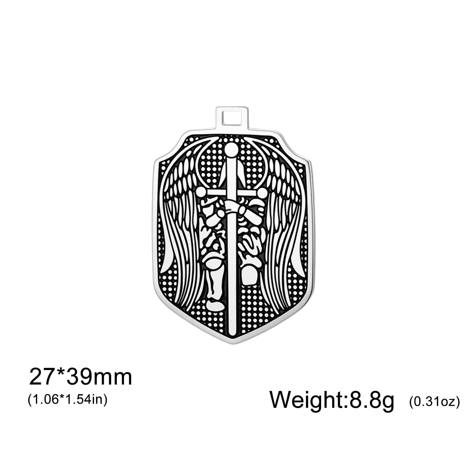 Pendentif bouclier Saint Michael archange avec prière, bijoux religieux chrétien catholique pour hom