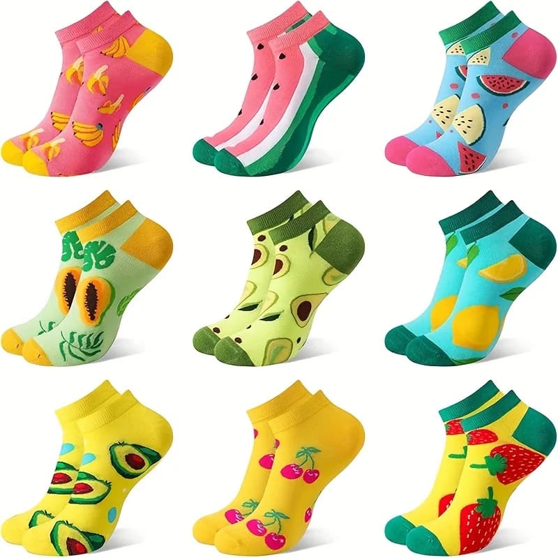 9 paires de chaussettes amusantes pour femmes, chaussettes colorées en coton 39-42, chaussettes cour