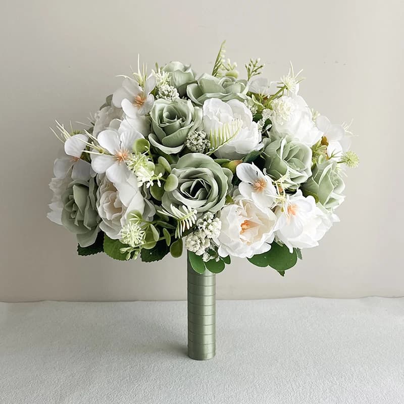 Bouquet de mariée vert sauge, accessoires de mariage, bouquets de demoiselles d'honneur, fournitures
