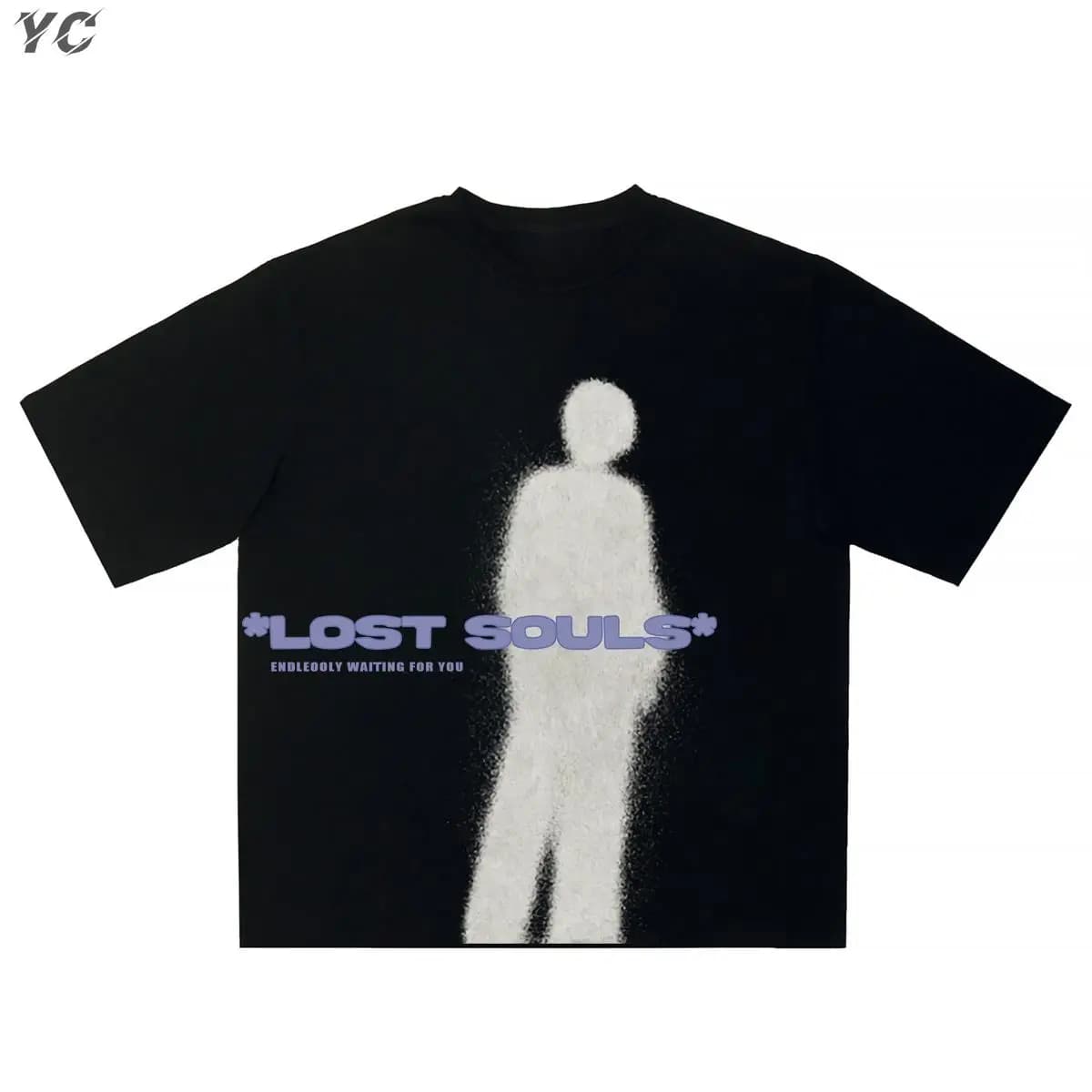 T-shirts pour hommes surdimensionnés Goth Lost Souls imprimé unisexe à manches courtes t-shirt mode