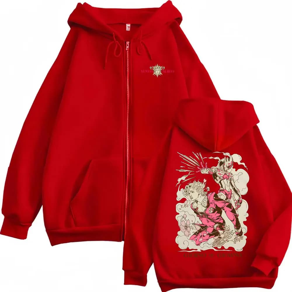 Anime JoJo's Bizarre Adventure Giorno Giovanna graphique sweat à capuche avec fermeture éclair homme