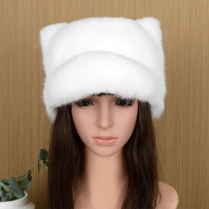Casquette de baseball en fourrure de lapin véritable, mignonne et tendance, pour femme, hiver, coupe