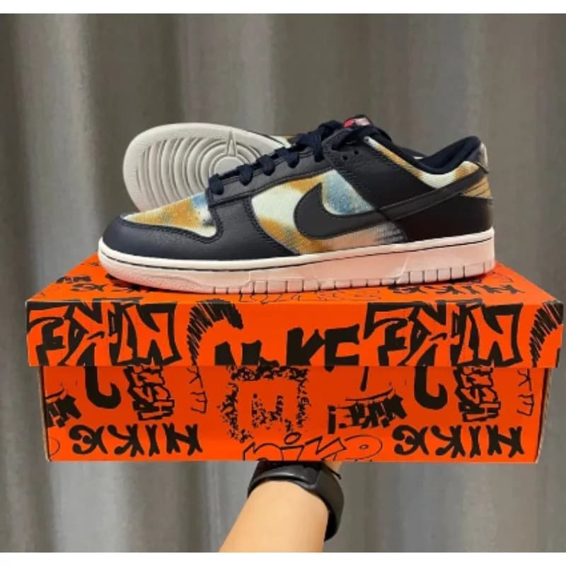 Nike Dunk Retro PRM Obsidian Graffiti Chaussures de skate basses pour hommes, style streetwear rétro