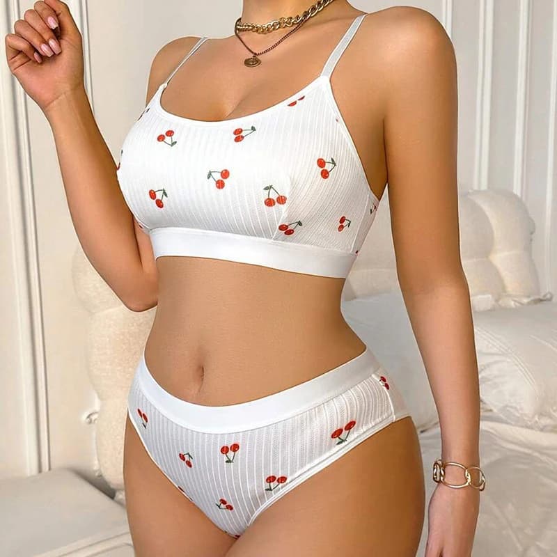 TrowBridge ensemble de sous-vêtements pour femmes respirant sans armatures Lingerie Sexy imprimé cer