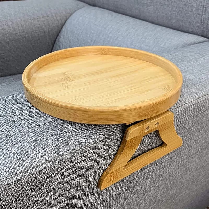 Plateau de canapé Table accoudoir de canapé plateau à clipser plateau de canapé en bois naturel plat
