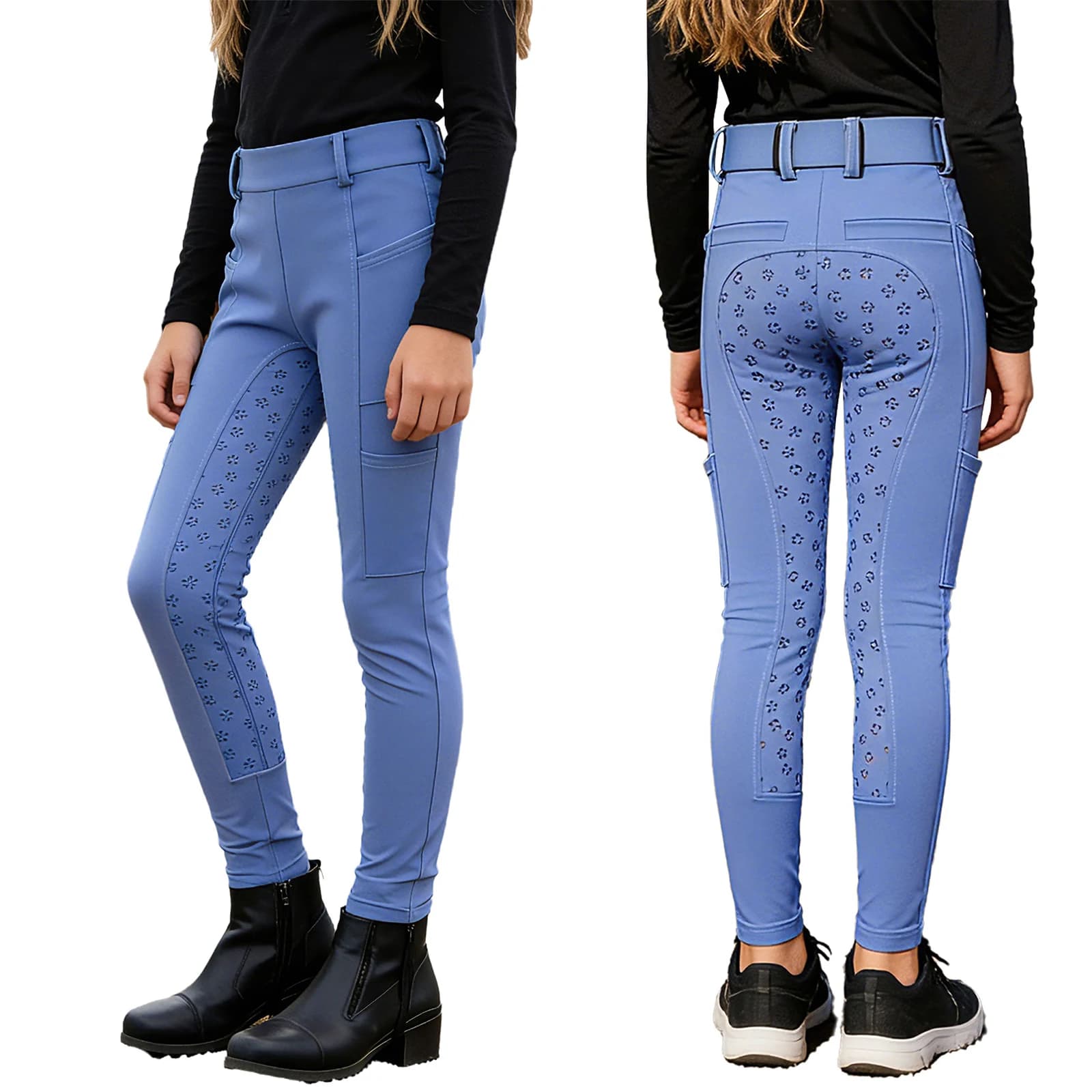 Pantalon d'équitation pour enfants, pantalon de fitness, jambières antidérapantes à siège intégral p