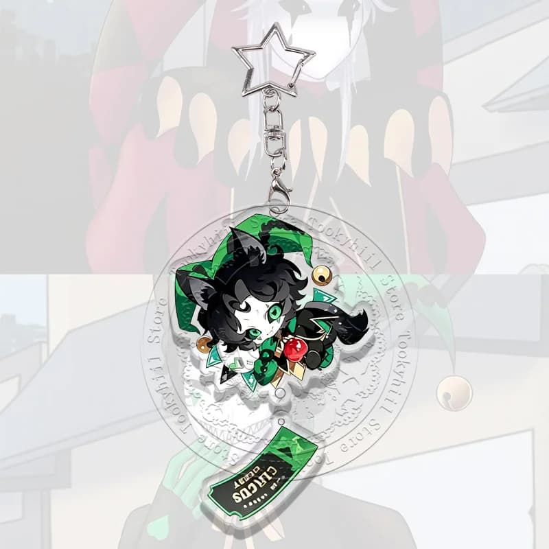 Ensemble de porte-clés en acrylique The Freak Circus, breloques chibi oreilles de chat, Pierrot Harl