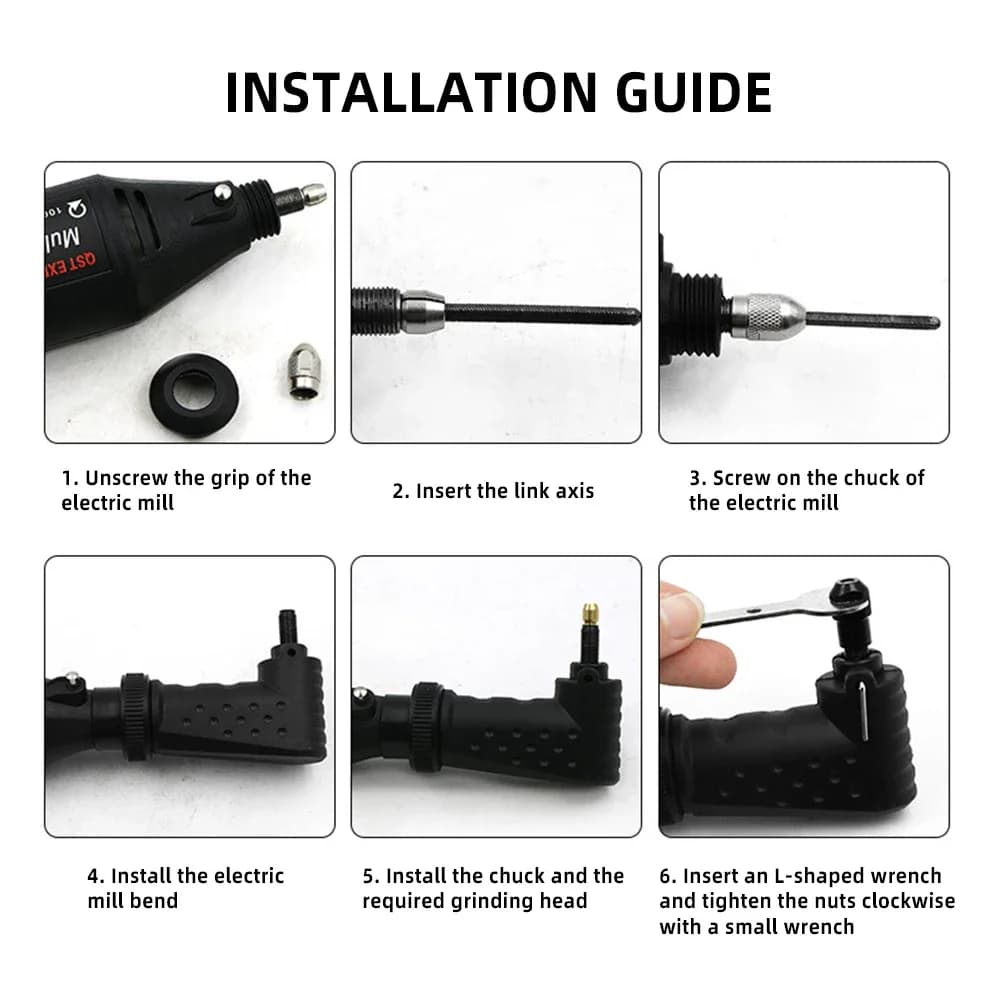 Adaptateur d'angle droit pour accessoires d'outils Dremel, compatible avec les outils rotatifs origi
