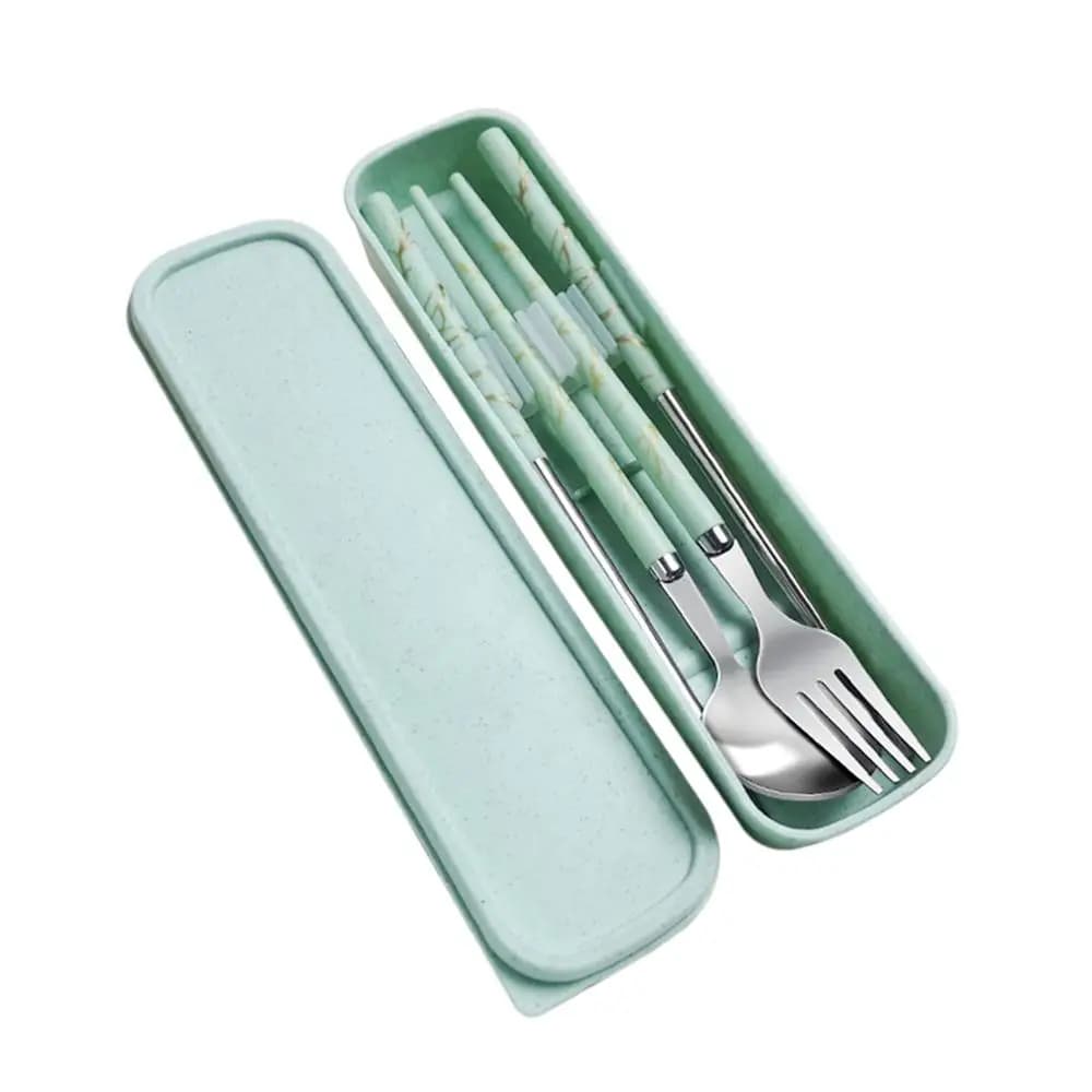 Couverts réutilisables en acier inoxydable, accessoires de cuisine avec boîte, service de table, cui