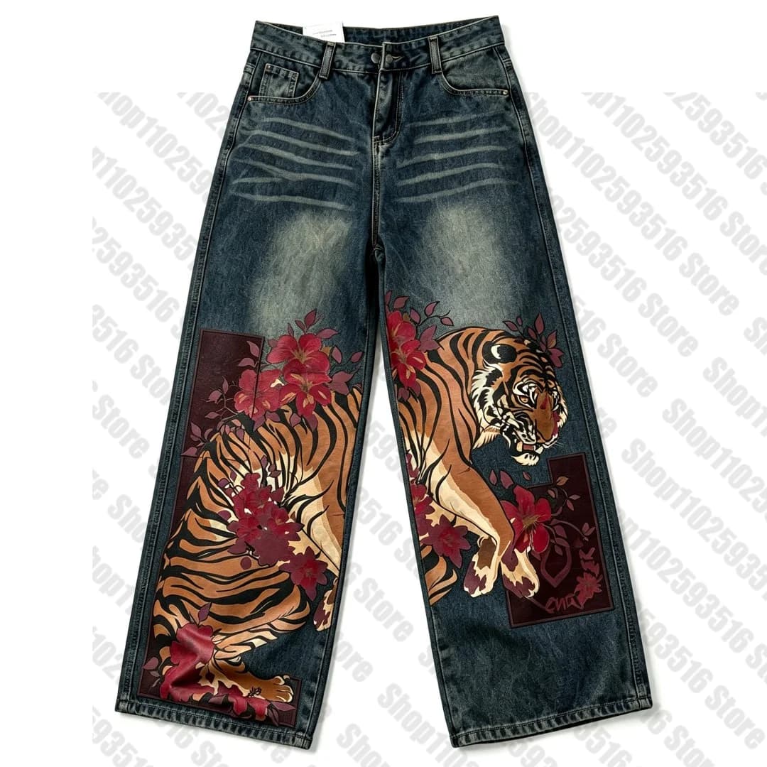 Vêtements vintage à imprimés graphiques des années 2000, vêtements Y2k, jeans baggy, pantalons taill