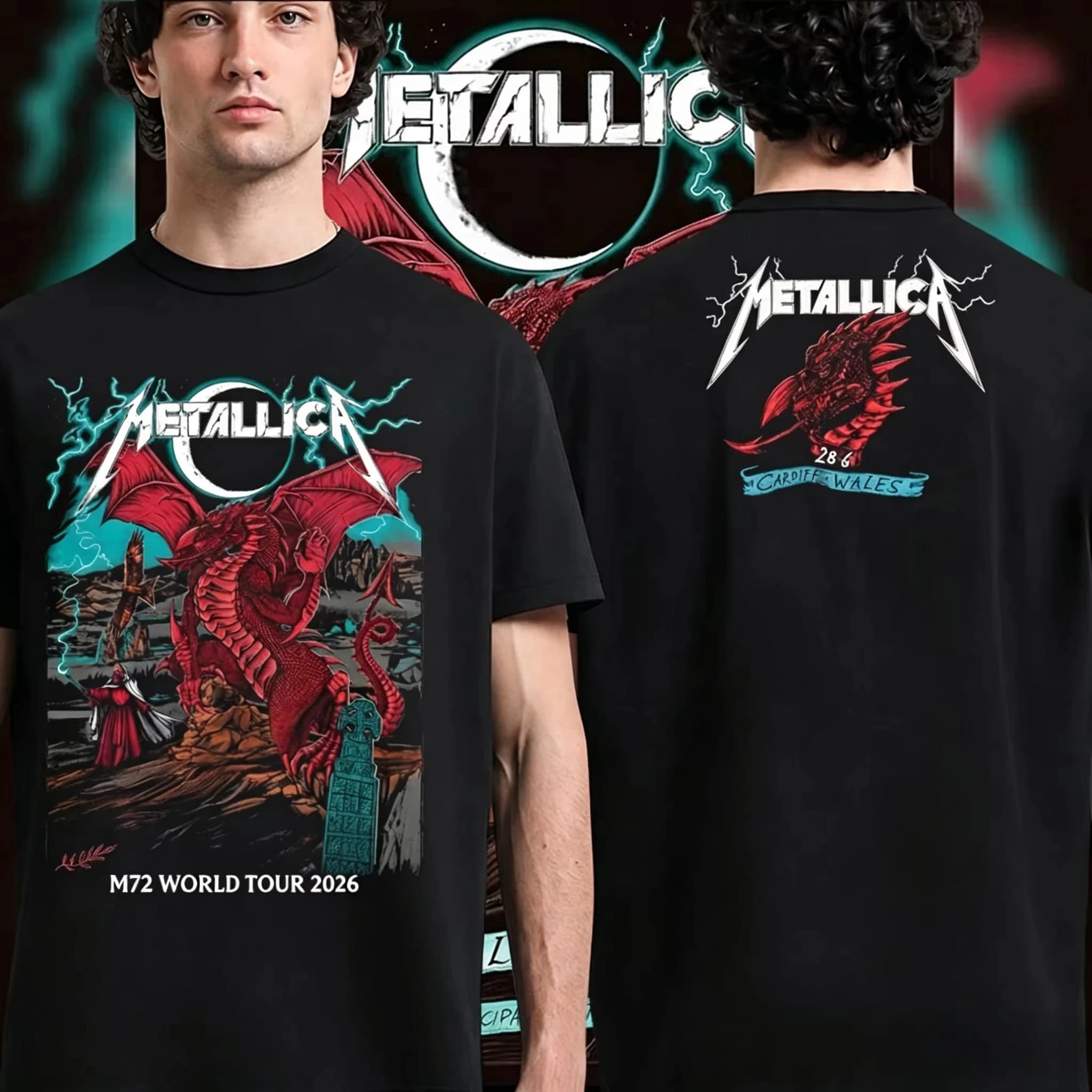 Vente rare : T-shirt Metallica M72 World Tour 2026 Cardiff pour hommes et femmes, vêtements d'été en