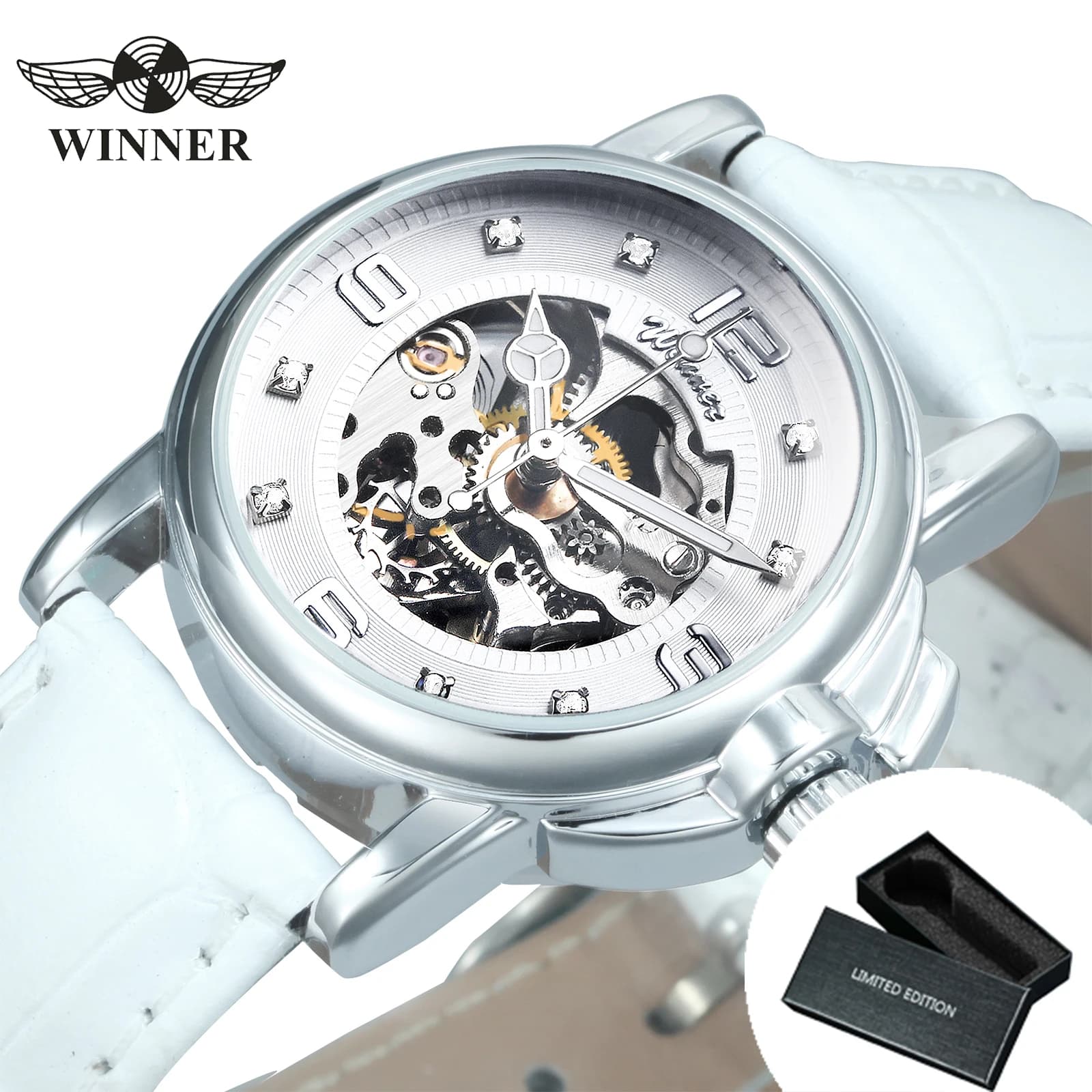 WINNER – montre mécanique automatique pour femmes, squelette glacé, mains lumineuses, élégante, brac