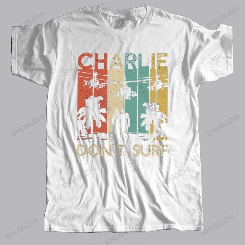 Vintage Charlie ne Surf t-shirt hommes coton t-shirt style décontracté à manches courtes militaire g