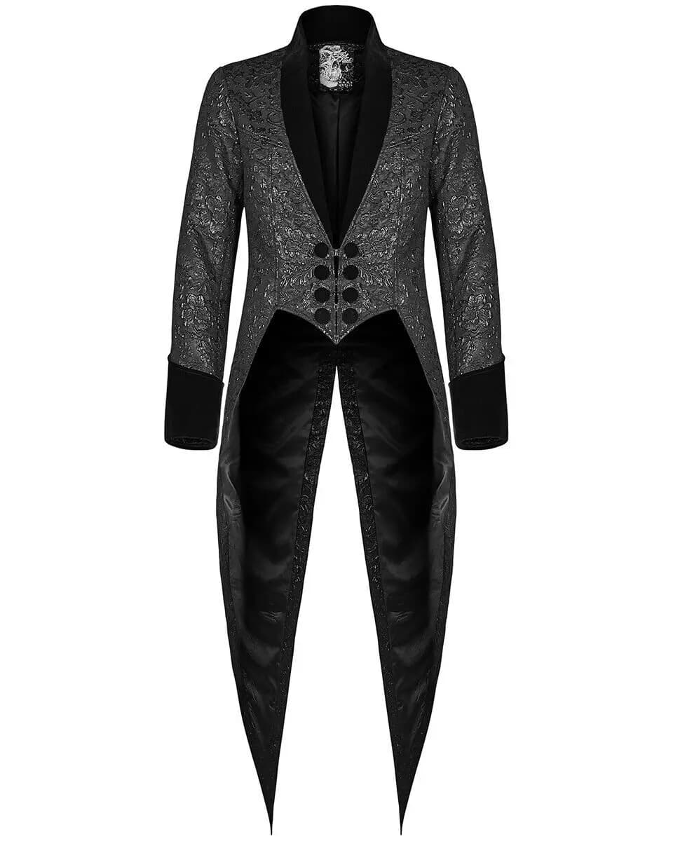 Punk Rave nouveaux hommes gothique Tailcoat veste noir brocart Steampunk aristocrate régence victori